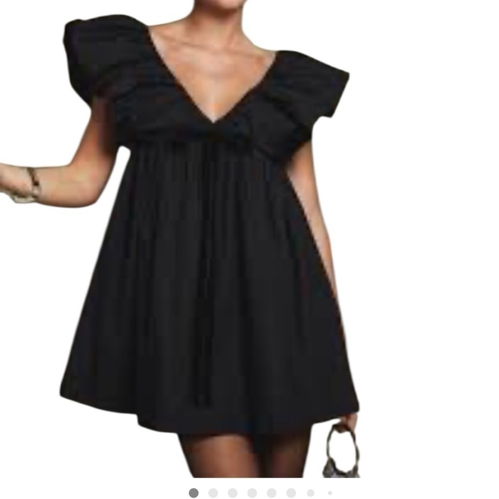 Nwt!!! O.P.T. Didi Dress Babydoll with Velvet Bow open back Cotton Black L